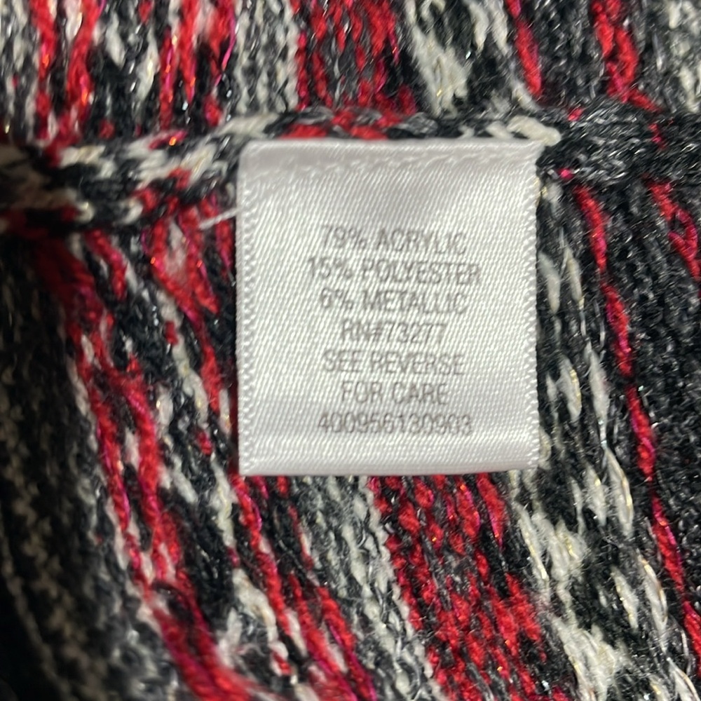 #0079 Vera Wang Princess Black Red 7 White Winter Flare Sweater Mini-xl - Picture 5 of 9